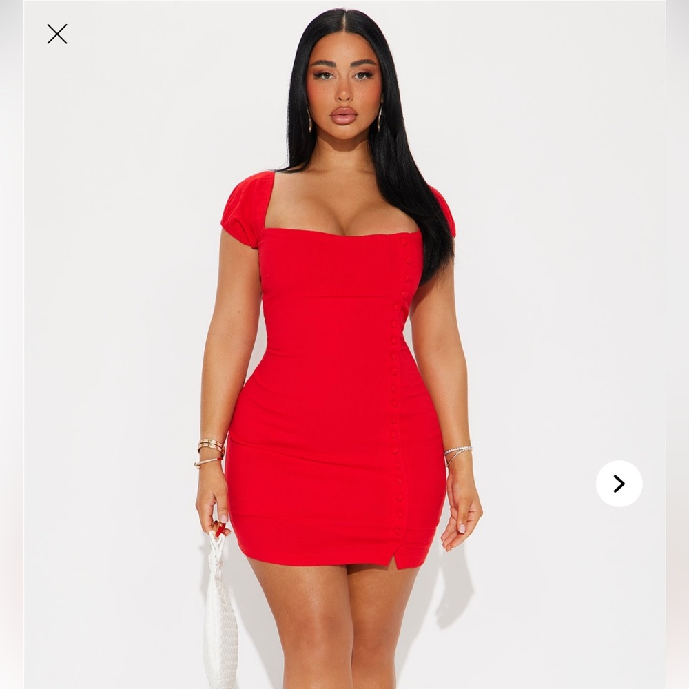 Red Stretch Linen Micro Mini Dress